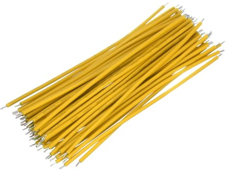 QUARKZMAN 50 Stück 20AWG doppelseitiges verzinntes Anschlusskabel 1 Pin 10CM Elektrischer Jumper Draht Löten Terminal Draht Flexibel für interne Verbindungen Gelb