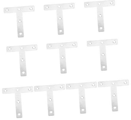 jojofuny 10pcs Stainless Steel Corner Angle Bracket T-Shape Fixed Plate for Fence Panel Brackets