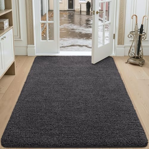 DEXI Fußmatte Innen 120 x 180 cm, rutschfest, Schwarz-grau | Schmutzfangmatte, Maschinenwaschbar Fussmatte, Saugstarke Türmatte,, Für Haustür, Flur & Hund