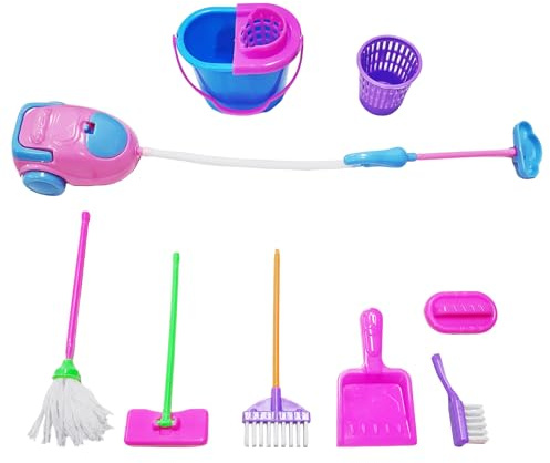 Lot de 9 mini outils de nettoyage pour maison de poupée, accessoires miniatures pour maison de poupée, jouets pour filles et enfants (couleur aléatoire)