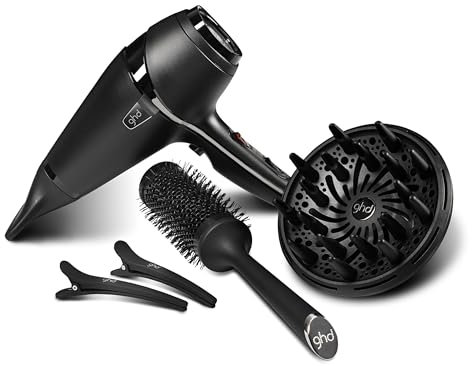 ghd Air Kit - Secador de Pelo Profesional con Boquilla, Difusor, Cepillo, Pinzas y Funda, Secado 2x Más Rápido, Reduce el Encrespamiento - Para Todo Tipo de Cabello - Color Negro, (Enchufe Europeo)