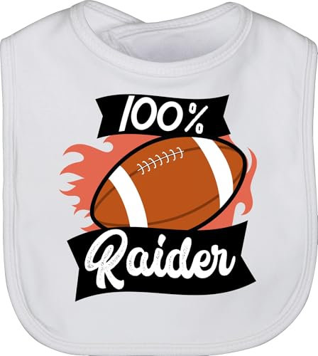 Shirtracer Baby Lätzchen - Sport & Bewegung - 100% Raider - Football - Unisize - Weiß - 25. geburtstag
