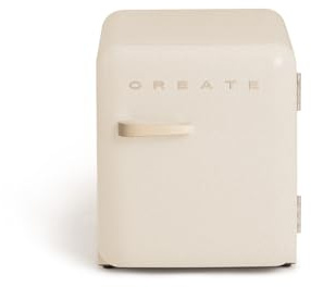 CREATE / RETRO FRIDGE 50 SAND/Frigorífico blanco roto maneta arena / 85W, minibar, un estante, diseño retro, 50 cm, dos repisas, capacidad de 48L, bajo consumo, 50x44x49,8 cm