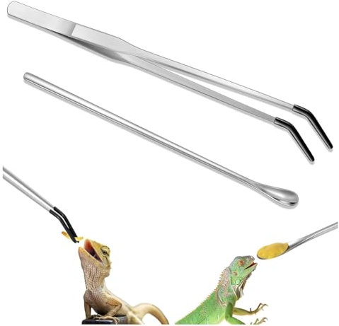 Suoumwa 2 Stück Tank-Zubehör, Edelstahl, Reptilien-Fütterungszange, Drachen-Aquarium-Pinzette, Terrarium-Futterwerkzeug für Den Tank
