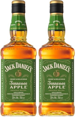 Jack Daniel's Whiskey Tennessee Apple, Combina Whiskey Jack Daniel’s Con Fresco Sabor Manzana Verde, 35% Vol. Alcohol, 700ml (Paquete de 2)