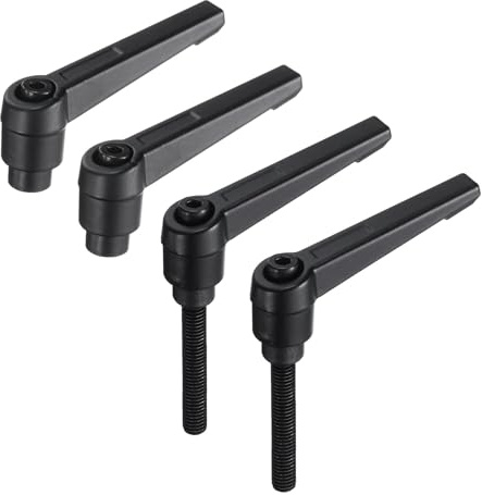 sourcing map Klemmhebel, verstellbar, metrisch, M6 x 40 mm, Außengewinde und M6 Innengewinde, Griffe, Handbolzenknöpfe, Schnellspanner, schwarz, für Drehmaschinen, 4 Stück