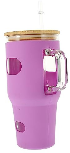 BEBEMOKO Gobelet Verre Transparent Avec Couvercle Silicone Tasse à Eau Capacité Verre Multifonction Pour Jus Et Boissons