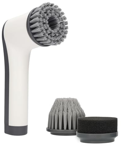 CleanRite® Elektrische Reinigungsbürste für Haushalt | 310 U/Min | 3 Aufsätze | Kompakt & Leicht | Laufzeit 60 Minuten | IPX4 Wasserdicht | Maße 25 x 5 x 5 cm | Gewicht 350 g | Weiß