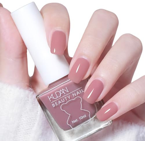 Pink Nail Polish - 10ml Nude Pink Nail Varnish - Breathable Quick Dry Long Lasting Nail Polish - Water Based Formula nail polish No Need UV for Woman Girls at Home DIY Manicure Art