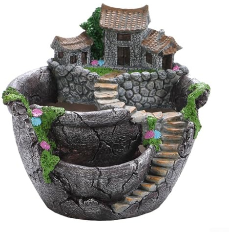 HpLive Pots de plantes succulentes, pot de fleurs décoratif pour jardin, 17,5 x 17 x 16 cm, jardin féérique, paysage miniature pour plantes grasses et cactus (argenté)