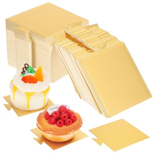 Ciieeo Square Cake Trays Mousse Cake Bases 100 Sheets Cardboard Bases for Party Display