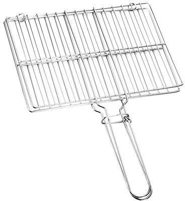 Cesta de parrilla para barbacoa, estilo clip, rejilla de malla para asar pescado, carne y verduras, diseño grueso para mayor durabilidad, tamaño ideal para cocinar al aire libre, construcción de acero