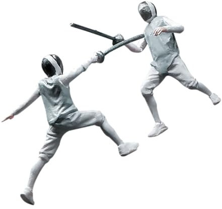 GETAJGHSD 2 Stück Fechten-modellfiguren Im Maßstab 1:64 Für Miniaturszenen, Diorama-fechten-Match-Modelle, Handbemalte Mini-puppenmodelle Aus Harz