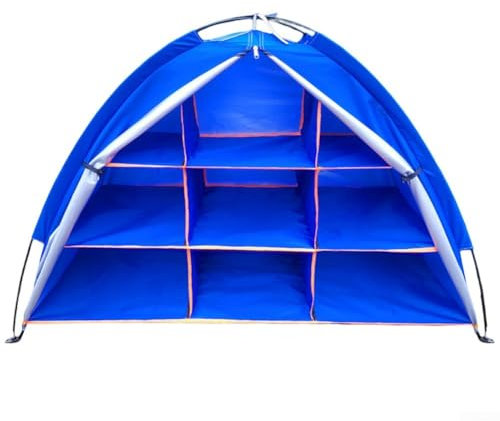 Bulevisiter Camping Storage Tent 9 Grid Shelving Unit Lightweight Oxford Fabric Easy Assembly Versatile Organizer For Outdoor Activities Shoes Gear(Blue)