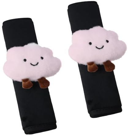 LUMOOM Lot de 2 rembourrages de ceinture de sécurité de voiture pour enfants, protection de ceinture de sécurité douce, poupée nuage mignon, convient à toutes les ceintures de sécurité de voiture