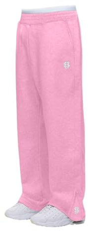 Joggingbyxor herr säckig sweatpants breda bomull joggingbyxor dam elastisk midja bred ben sportbyxor långa sweatpants herr varma herr sweatbyxor sportbyxor med fickor, 04 ros, XS