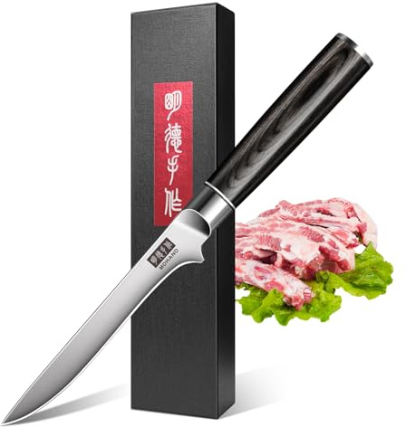 MDHAND 15 Cm Couteau Filet Couteau de Cuisine à Lame Tranchante en Haut de Gamme Acier Inoxydable, Professionnel Couteau à Désosser