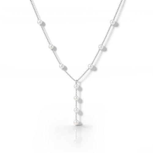 HANLI Collana Perle Argento 925 Donna e Zirconi Cubici Anallergici Leggeri Trendy Gioielli di Moda per le Donne
