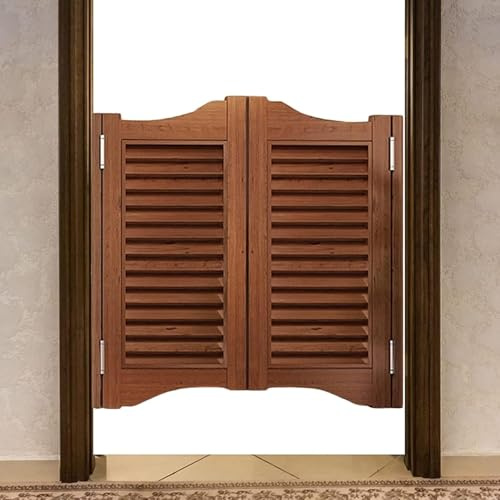 Saloon Porte Battante Portes Battantes en Bois Massif de Style Café Rétro, Porte de Salon à Deux Panneaux Persiennes, Ouverture Dans Les Deux Sens, Demi-portail(W42(107cm) xH36(90cm))