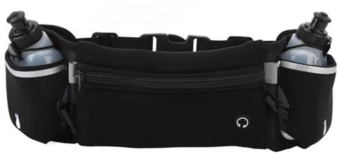 ANKROYU Wasserflaschen-Gürteltasche, multifunktionaler Sport-Trinkgürtel, Laufgürtel mit Flaschen für Handys, Schwarz