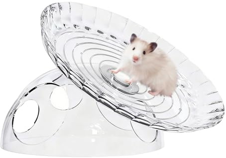 Hamsterhjul, halkfritt med integrerad hytt, roterande hamsterhjul - för illrar, ekorrar, chinchillor, holländska kaniner, igelkottar och