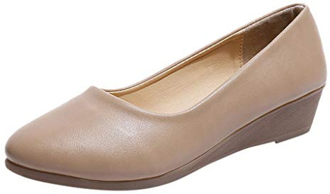 Dampumps klassiska, skor dam elegant platt läder ballerina skor platta fritidsskor slip-on sommarskor bekväma dansskor mode bröllopsskor andas slip-on lätta tofflor, kaki, 38 EU