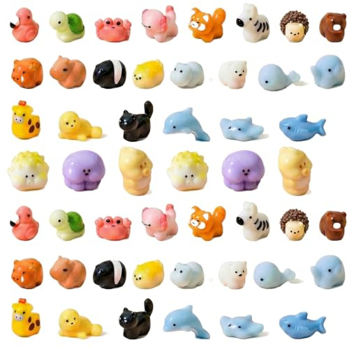 ZMaglorian 50 Pièces Mini Figurine d'Animaux, 25 Styles - Figurines Miniatures en Résine pour Décoration de Jardin, Aquarium, Maison de Poupée, DIY