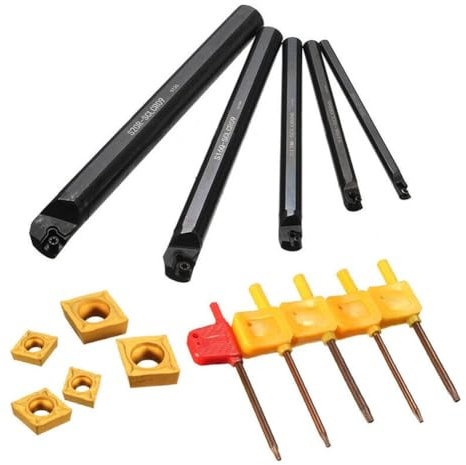 JoyousMall SCLCR Drehwerkzeughalter-Set, legierter Stahl, CNC-Außenhalter mit CCMT-Hartmetall-Einsätzen, 5-teiliges Bohrstangen-Set (7/10/12/16/20 mm)
