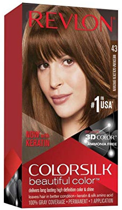Revlon – Colorsilk Beautiful Color, Coloración Capilar Permanente, con Keratina y Aminoácidos, Color Intenso, Larga Duración, Sin Amoníaco, Resultado Natural, Tono 43 Castaño Dorado Medio