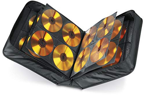 Hama CD Tasche mit Pflegetuch für 304 Discs/CD/DVD/Blu-ray (Mappe zur Aufbewahrung, platzsparend für Büro, Wohnzimmer und Zuhause, Transport-Hüllen) Schwarz