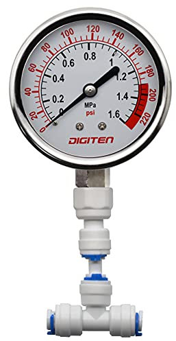 DIGITEN Water Pressure Gauge Meter 0-1.6MPa 0-220psi 1/4 f Reverse Osmosis System Pump