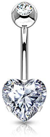 Paula & Fritz® Bauch-nabelpiercing Bananabell Bauch-Piercing Herz-zirkonia viele Farben Edelstahl Chirurgenstahl 316L