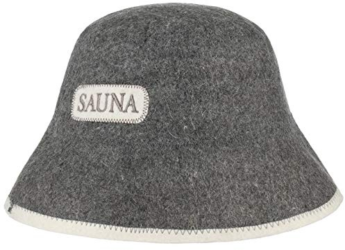Lipodo Sauna Filzhut Wollfilzhut Damen Herren Hellgrau mit Stickerei Paspel hellgrau One Size