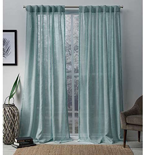Exclusive Home Curtains Bella Window Curtain Panel Pair with Hidden Tab Top, 54x84, Seafoam, 2 Count