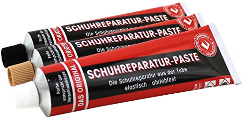 Langlauf Schuhbedarf Colle de réparation pour chaussures -Pack de trois tubes- Pâte Liquide Caoutchouc Haute Qualité produit fabriqué en Allemagne! by