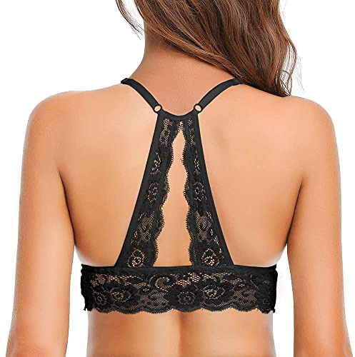 SHEKINI Bralette Soutien-Gorge Triangle en Dentelle pour Femmes sans Armatures avec Bustier Rembourré Amovible Soutien-Gorge à Dos Nageur pour Femmes sous-Nêtements Sexy