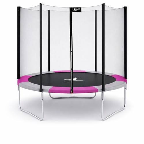 KANGUI Trampoline extérieur avec Filet de sécurité Gris/Rose – Ø180, Ø250, Ø300, Ø360, Ø430 cm – RALLI