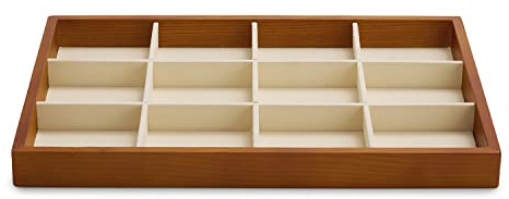 Oirlv Massivholz 12 Fächer Schmucktabletts Stapelbar | Schmuckschublade Armband/Uhren Vitrine Display Aufbewahrung(Cremeweiß)