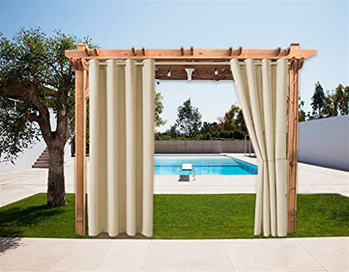 SK Studio 1 Stück Outdoor Vorhänge Aussenvorhang Garten Verdunkelung Outdoor Gardinen Blickdicht Winddicht Wasserabweisend Sichtschutz Sonnenschutz UVschutz Beige, 254x213cm(B x H)