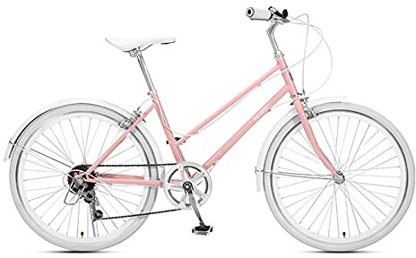 24 Zoll Retro Fahrrad, 7 Speed ​​Commuter Bike Lady Schritt Durch Urban Bike, für Dating-Geschenke (Color : Pink)