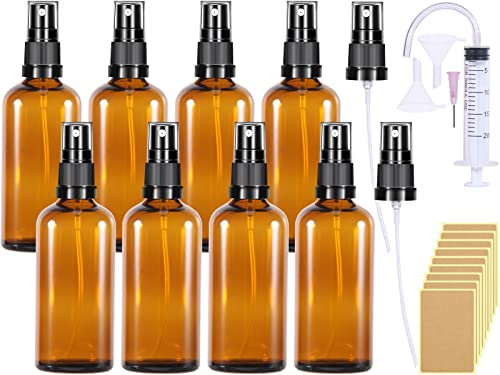 Braunglasflasche 100ml 8 Stück Apothekerflasche Sprühflasche Glas Klein Zerstäuber Sprayflasche Leer Parfüm Zerstäuberflaschen Sprühflaschen zum Befüllen Tragbares für Kosmetik Öle Toilette