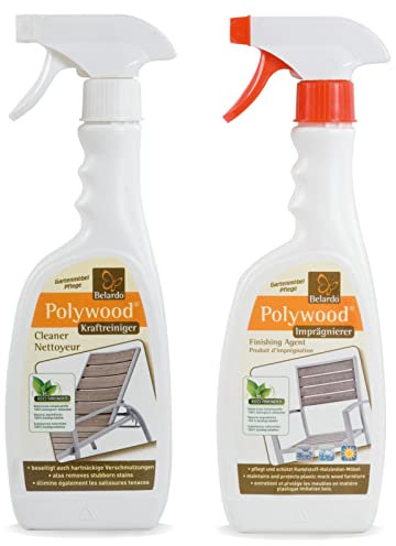 Polywood WPC Reiniger und Imprägnierung Set für Gartenmöbel Set Pflege für WPC Reiniger für PVC Imprägnierspray Kunstoffreiniger Kunstoffpflege biologisch abbaubar Gartenpflege Gartenstühle