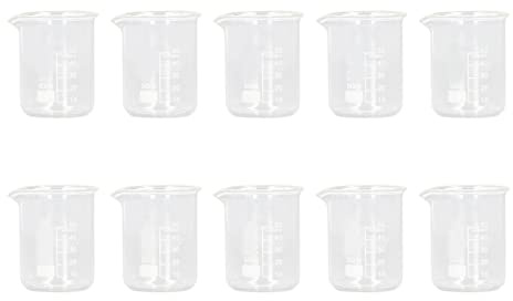 Glasbecher, 10 Stück 50 Ml Laborbecher Glas-Messbecher-Set, Professionelle Messbecher aus Borosilikatglas für Labore, Klassenzimmer