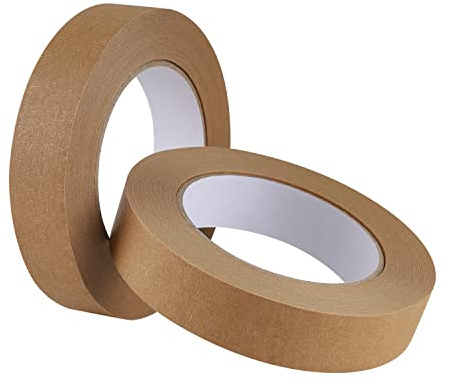 Lichamp 2 Pack Brown Painters Tape 1 inch, Brown Masking Tape 1 inch x 55 Yards x 2 Rolls (110 Total Yards)