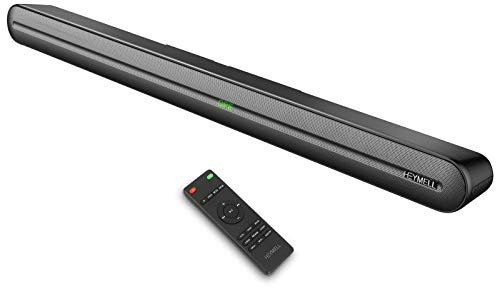 Heymell 2.1ch Barra de Sonido TV, 150W Soundbar Mejorador de Diálogo, 92 cm Altavoz TV con Sonido Envolvente, Bluetooth HDMI ARC Óptico Auxiliar. Montable en Pared.