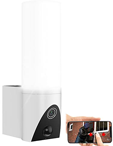 VisorTech Kamera Mit Lampe: LED-Außenwandleuchte & WLAN-Full-HD-Kamera, PIR, Versandrückläufer (Außenleuchte Mit Camera, Strahler Mit, Handy)