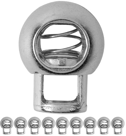 Tapón de cordón, 1 agujero, 10 piezas, de metal, en plata, para cordones de hasta Ø 5 mm, abrazadera de correa para chaqueta, ropa, mochila, tapón de cordón de goma, cordones de cierre rápido