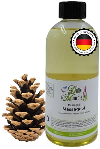 Dufte Momente Massageöl Latschenkiefer – 500 ml – auf Paraffinölbasis – klar & gleitfähig – ideal für professionelle Massagen – erfrischend-holziger Duft – Made in Germany