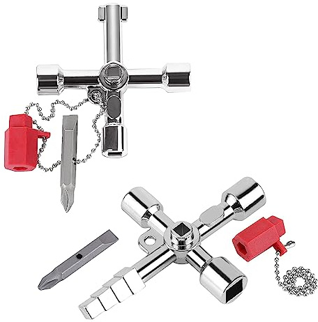 gvivej Clé universelle, 2 Pièces Clé Purge Radiateur, 4 Voies Clé Multifonction, pour Coffret Compteur à Gaz électrique, Armoire Ouvrir Clé