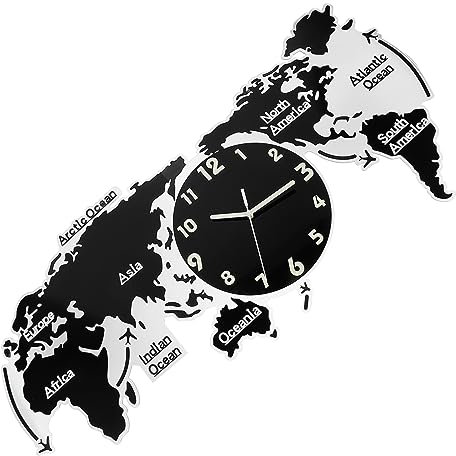 Garneck 1stk 3D-wanduhr Leuchtende Wanduhr Moderne Weltkarte Batteriebetriebene Nordische Moderne Uhr Groß Wandtattoos Aus Acryl Uhr Welt Büro Handbuch Wandspiegel